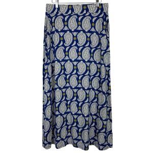 Boden Maxi Skirt Women Size 10P Petite Blue Paisley Floral Long Jersey Stretch